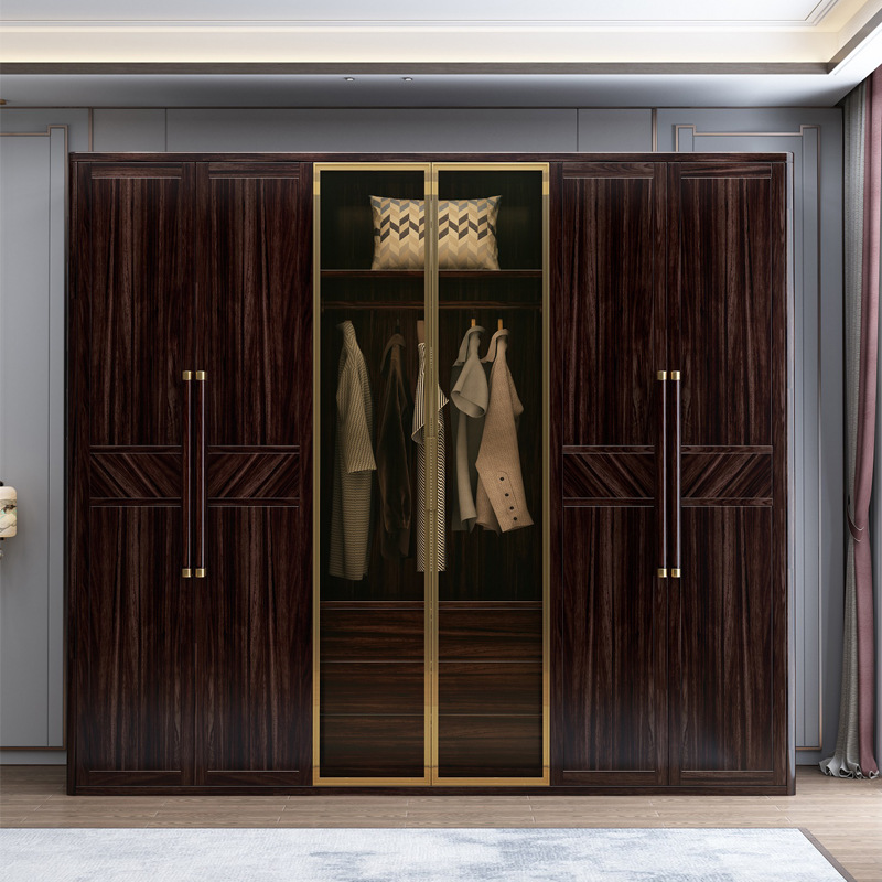 新中式家具 胡桃木实木衣柜 对四五开门储物大衣橱 新中式家具 胡桃木实木衣柜 对四五开门储物大衣橱
