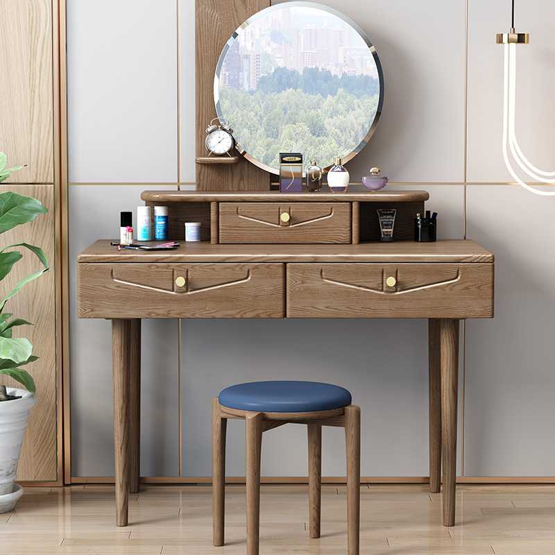 北欧家具 白蜡木全实木梳妆台