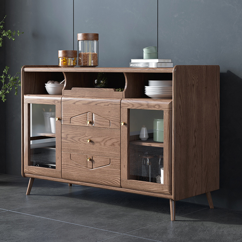 北欧家具 白蜡木实木餐边柜酒柜靠墙现代茶水柜