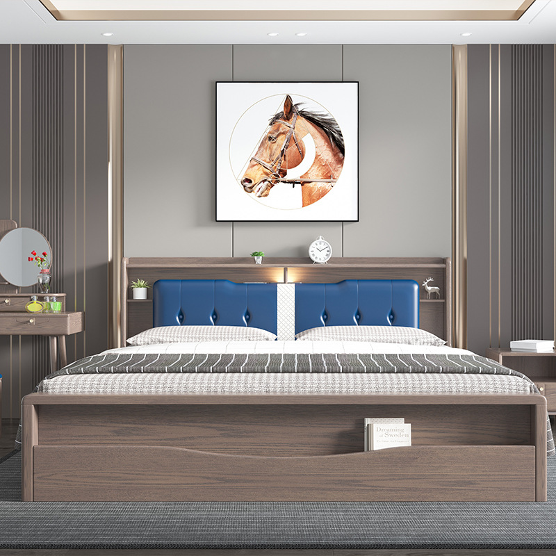 北欧家具 白蜡木全实木1.8米主卧双人软靠轻奢婚床