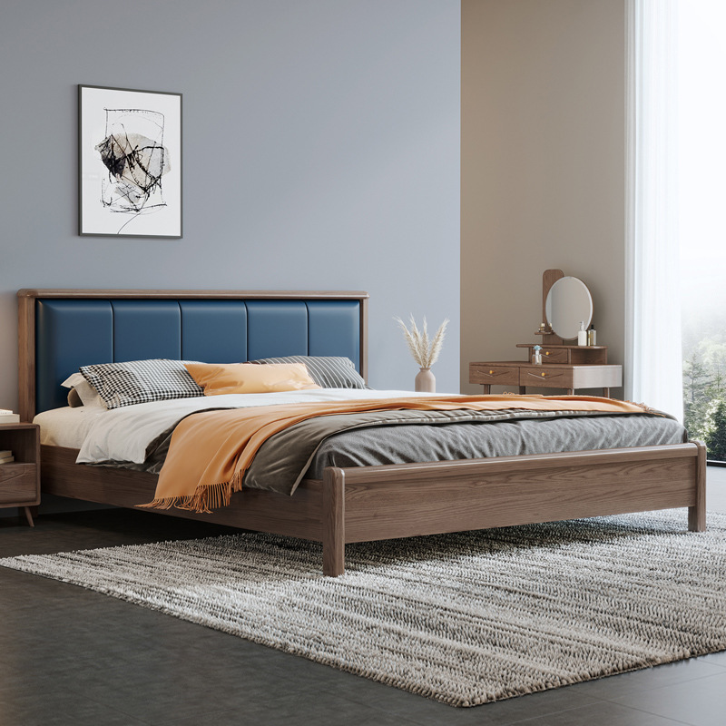 北欧家具 白蜡木实木床现代简约主卧1.8米双人床