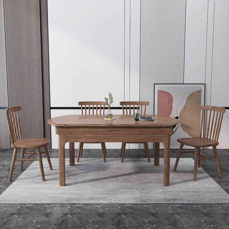 北欧家具 白蜡木实木餐桌 家用伸缩折叠圆形餐桌椅 北欧家具 白蜡木实木餐桌 家用伸缩折叠圆形餐桌椅