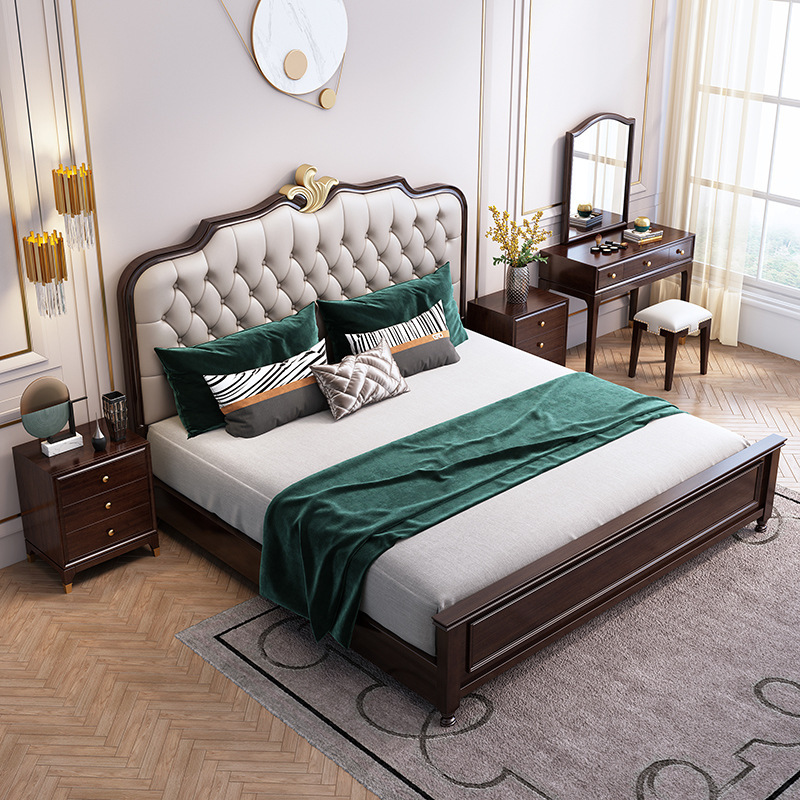 American furniture light luxury cherry wood solid wood bed double bed American furniture light luxury cherry wood solid wood bed double bed