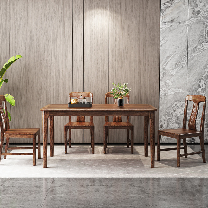 现代简约家具 乌金木新中式实木餐桌椅