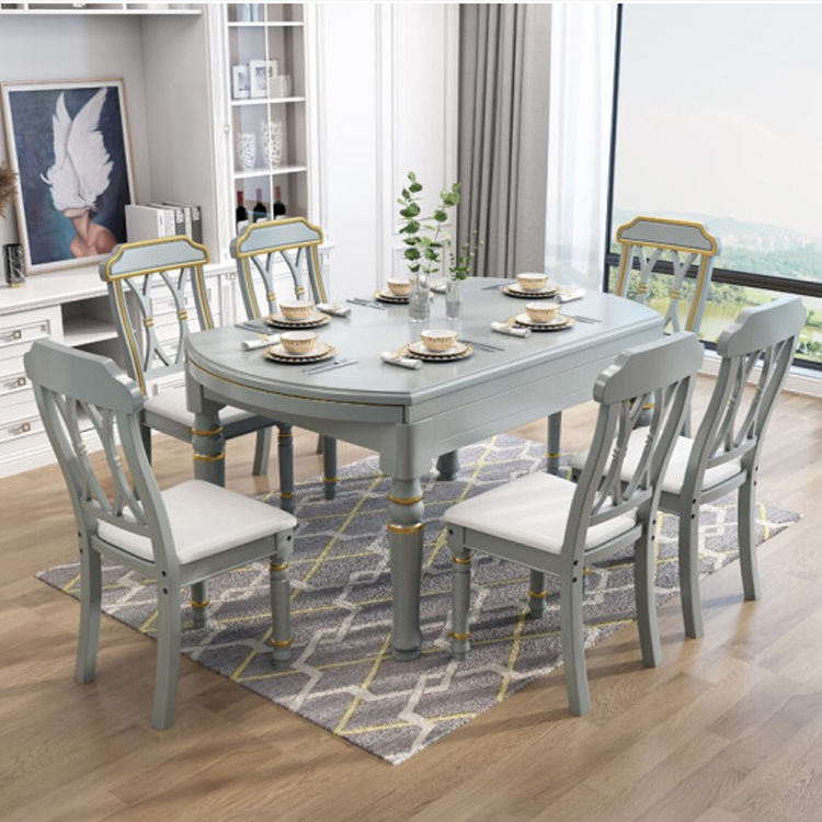 简约小美可伸缩折叠长方形家用圆形饭桌家具