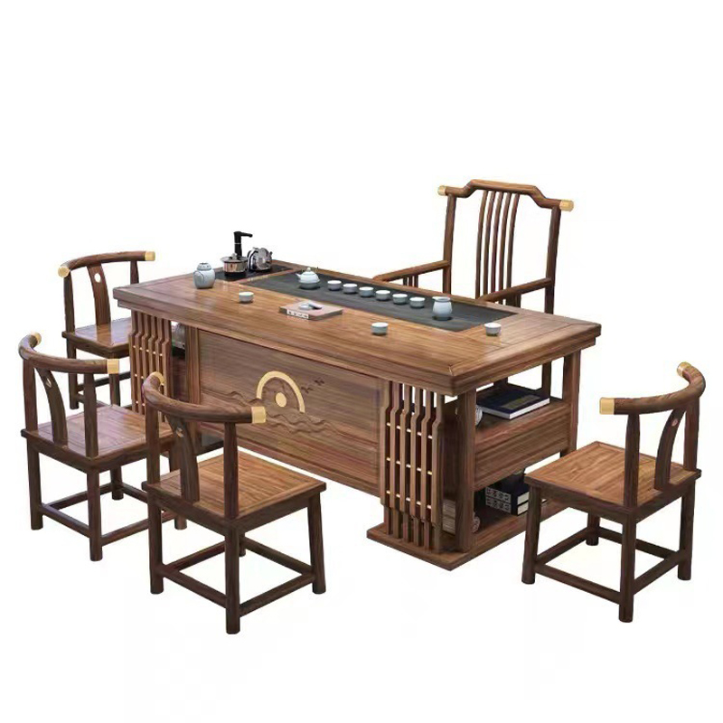 新中式家具 简约茶桌椅组合实木功夫茶几茶具套装