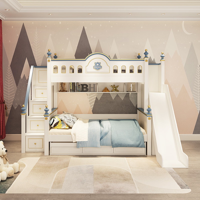 儿童家具 实木床高低子母床多功能储物小户型卧室儿童床 儿童家具 实木床高低子母床多功能储物小户型卧室儿童床