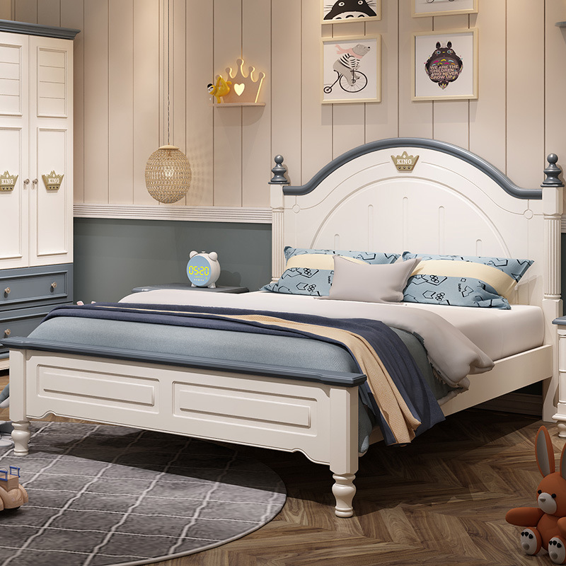 儿童家具 男孩女孩儿童房家具床头储物1.5m实木床