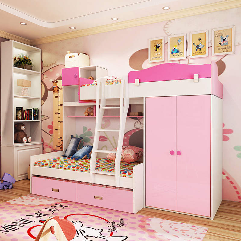 儿童家具 卧室高低上下床小户型儿童床双层床多功能储物 儿童家具 卧室高低上下床小户型儿童床双层床多功能储物