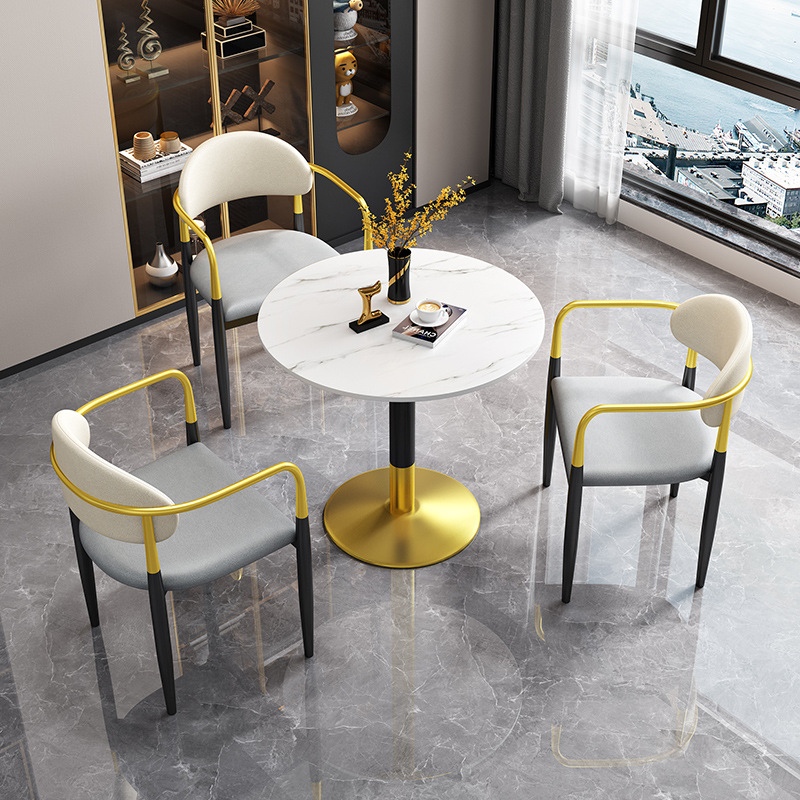 办公家具 岩板轻奢会客洽谈接待小圆桌椅 办公家具 岩板轻奢会客洽谈接待小圆桌椅
