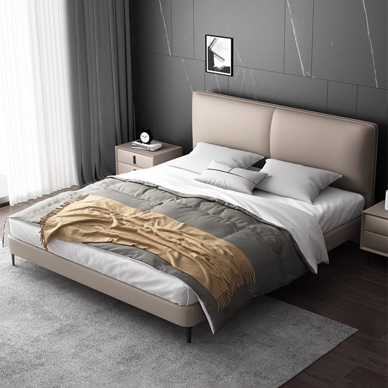 简约家具 现代简约大婚床轻奢意式极简床 双人实木真皮床 简约家具 现代简约大婚床轻奢意式极简床 双人实木真皮床