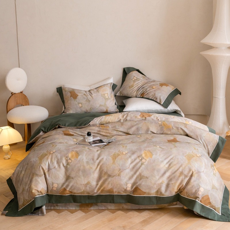 家居家纺 美式宽边长绒棉数码印花加厚磨毛四件套