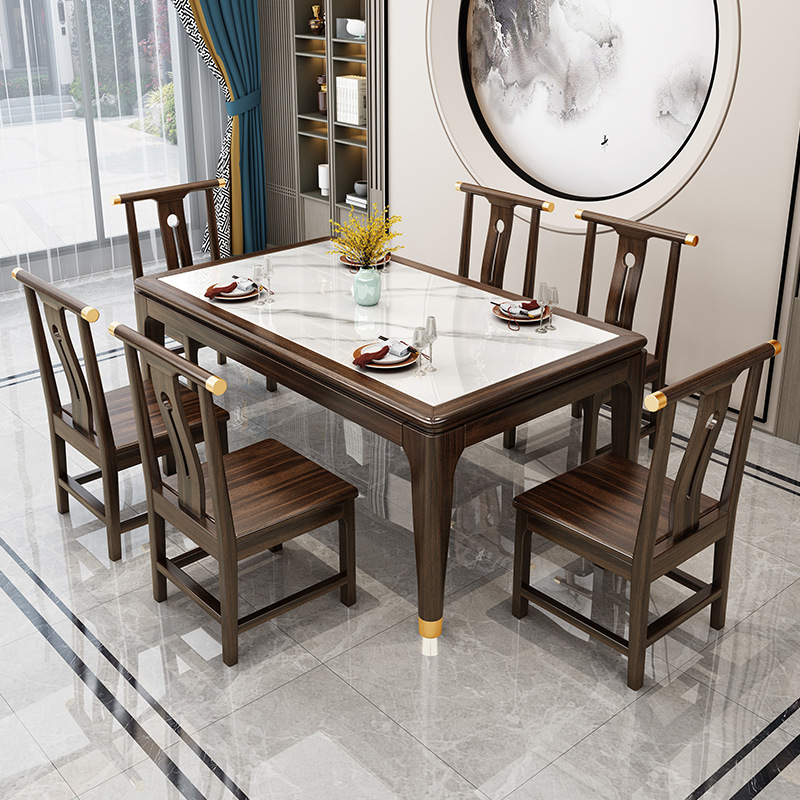 新中式家具 乌金木实木餐桌椅 现代岩板餐桌椅 新中式家具 乌金木实木餐桌椅 现代岩板餐桌椅