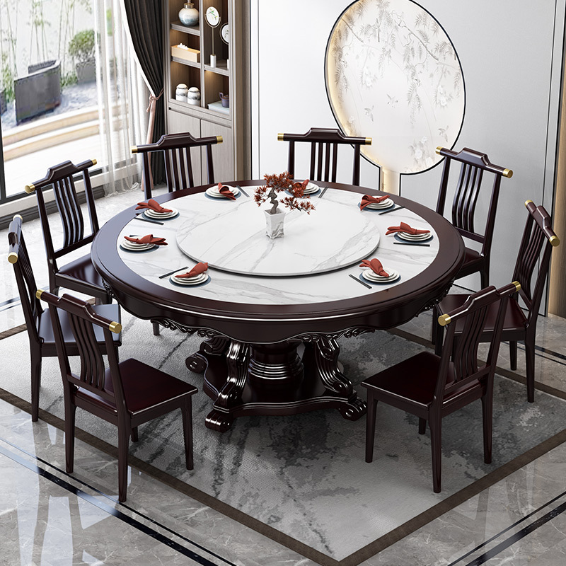 新中式家具 实木餐桌椅 岩板圆桌餐桌椅 新中式家具 实木餐桌椅 岩板圆桌餐桌椅