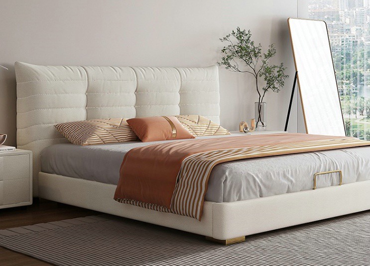 简约家具 奶油风布艺床 毛毛虫软包床 卧室双人床 简约家具 奶油风布艺床 毛毛虫软包床 卧室双人床