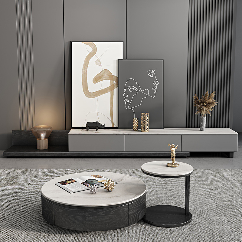 简约家具 岩板电视柜茶几组合 现代简约轻奢地柜落地电视机柜 简约家具 岩板电视柜茶几组合 现代简约轻奢地柜落地电视机柜