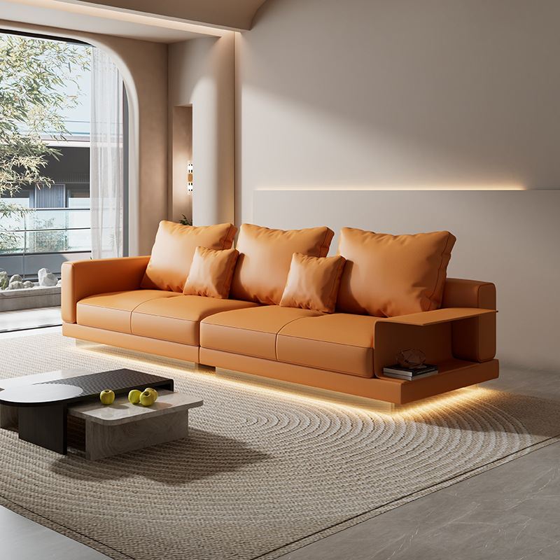 简约家具 意式纳帕真皮沙发 现代简约悬浮带灯沙发 简约家具 意式纳帕真皮沙发 现代简约悬浮带灯沙发