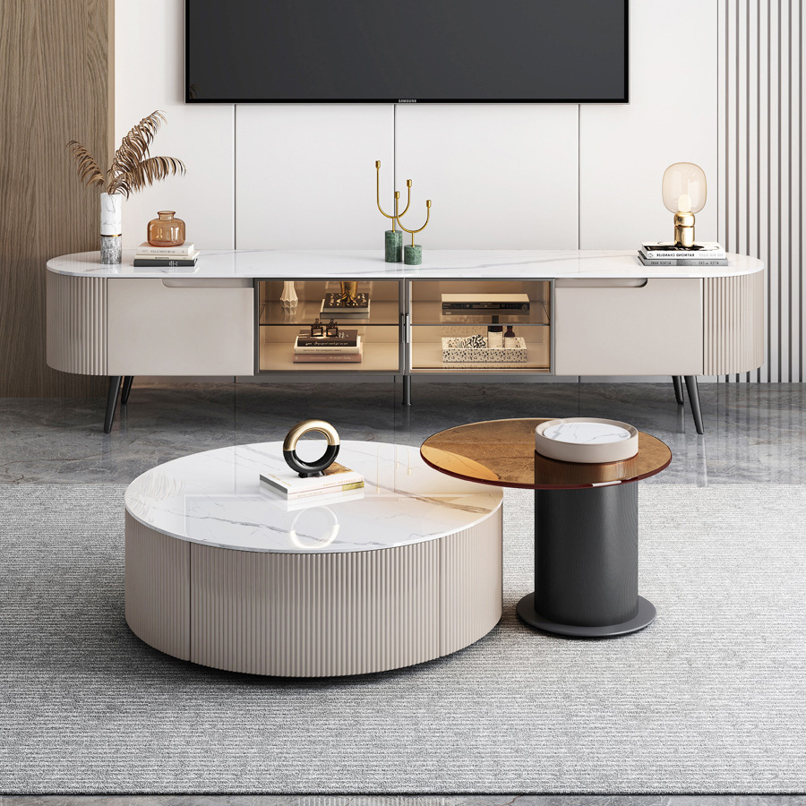 简约家具 轻奢现代岩板玻璃茶几电视柜 现代简约客厅家具 简约家具 轻奢现代岩板玻璃茶几电视柜 现代简约客厅家具