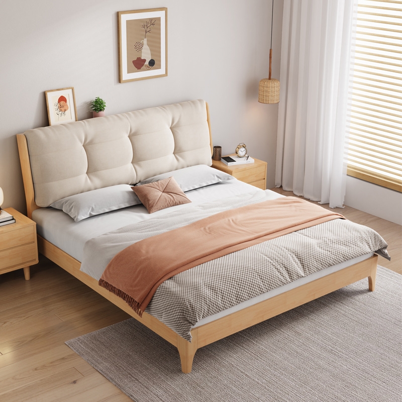 北欧家具 北欧云朵软包双人床 现代简约奶油风主卧大床 北欧家具 北欧云朵软包双人床 现代简约奶油风主卧大床