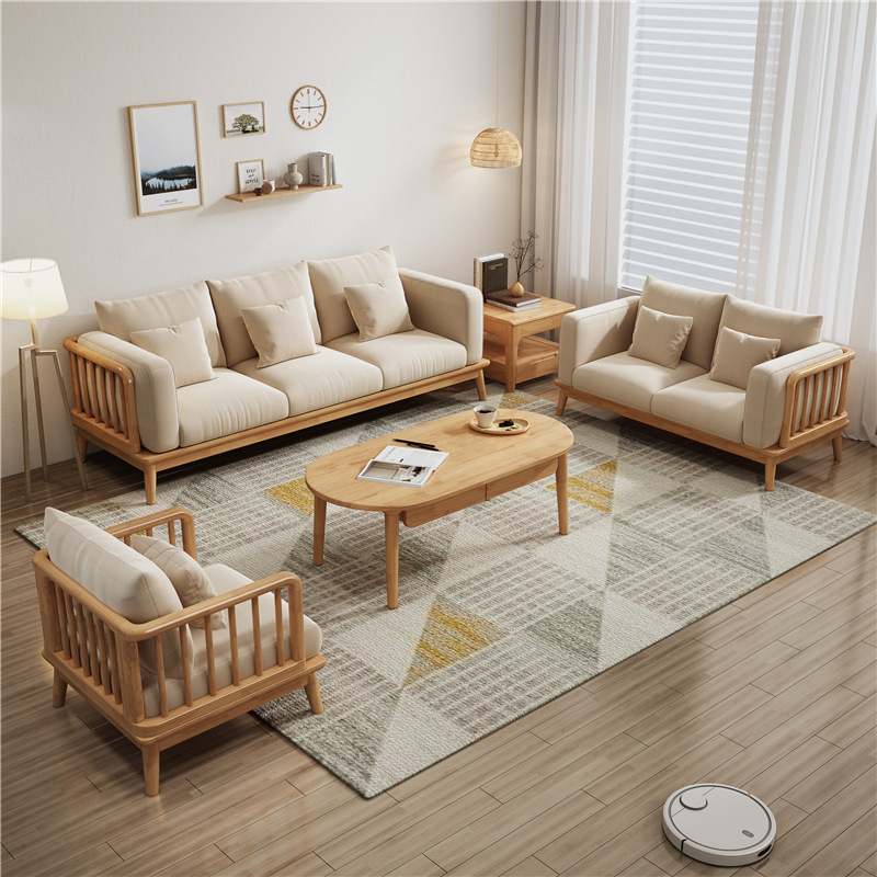 北欧家具 实木布艺沙发 北欧简约小户型奶油风沙发 北欧家具 实木布艺沙发 北欧简约小户型奶油风沙发