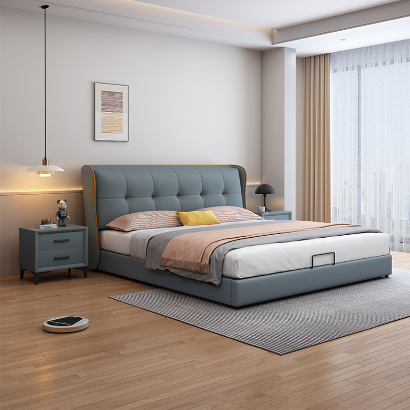 简约家具 现代简约真皮床 轻奢软包猫抓皮布艺床 简约家具 现代简约真皮床 轻奢软包猫抓皮布艺床