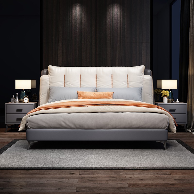 简约家具 布艺床奶油风双人床 轻奢现代软包泡芙床 简约家具 布艺床奶油风双人床 轻奢现代软包泡芙床