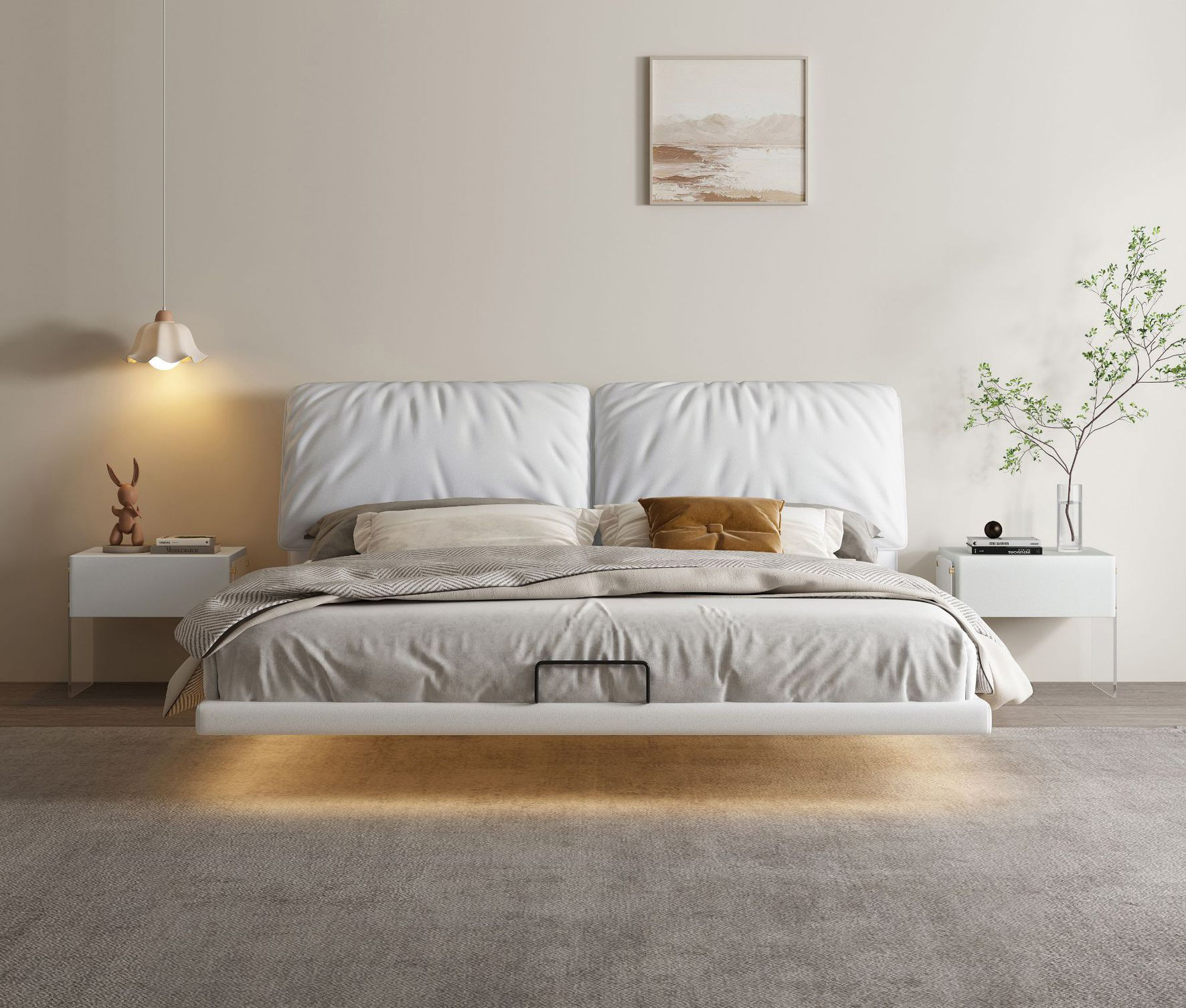 简约家具 布艺软床双人床 意式悬浮床 极简轻奢实木布 简约家具 布艺软床双人床 意式悬浮床 极简轻奢实木布