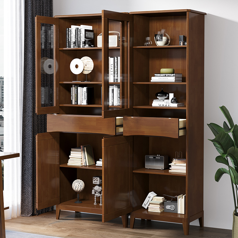 Nordic furniture all solid wood bookcase combination of modern simple study locker Nordic furniture all solid wood bookcase combination of modern simple study locker