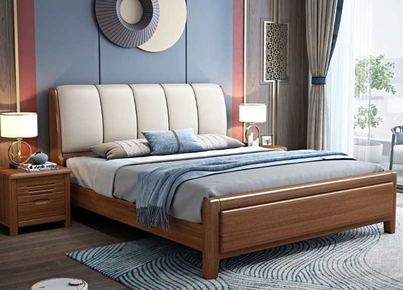 Chinese furniture walnut double solid wood bed modern simple Chinese solid wood bed Chinese furniture walnut double solid wood bed modern simple Chinese solid wood bed