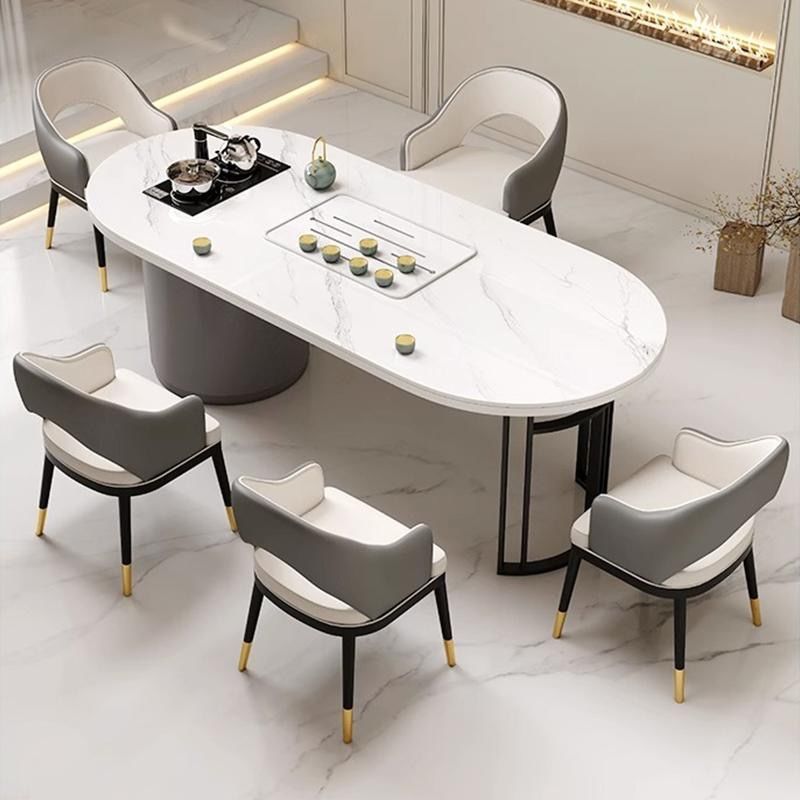 办公家具 轻奢岩板茶桌椅 办公室茶台茶具套装