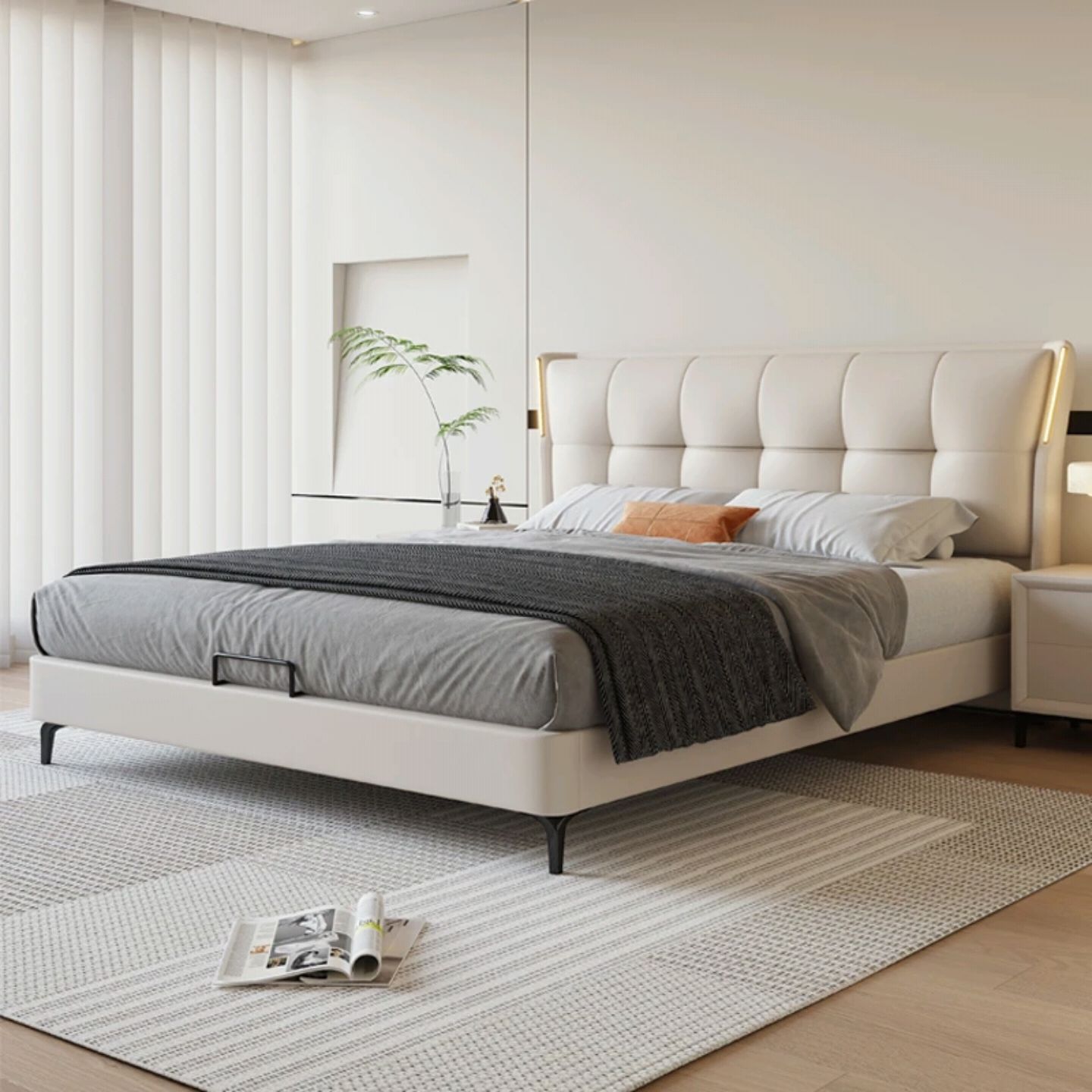 简约家具 轻奢风软床 现代简约带灯婚床 简约家具 轻奢风软床 现代简约带灯婚床