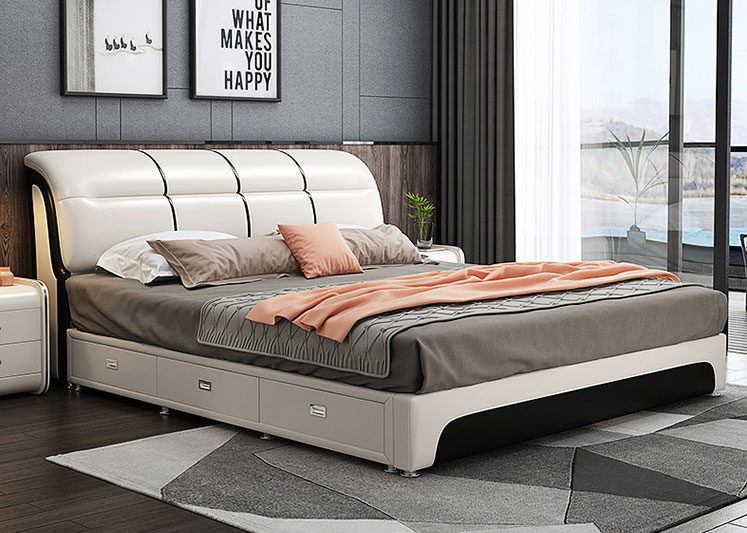 简约家具 现代简约真皮床 简约轻奢主卧双人床 简约家具 现代简约真皮床 简约轻奢主卧双人床