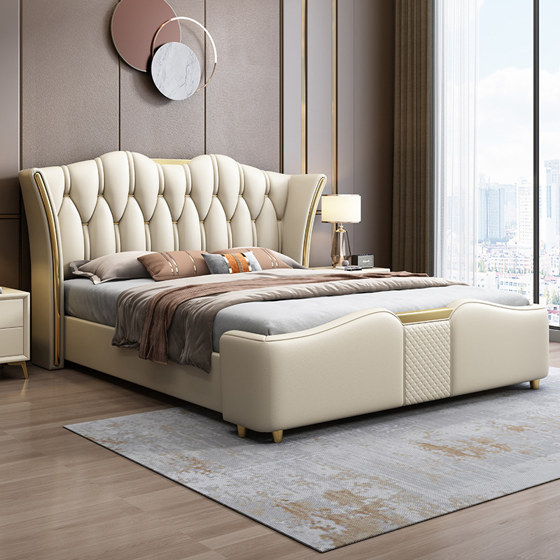 简约家具 轻奢主卧真皮床 现代简约主卧皮床 简约家具 轻奢主卧真皮床 现代简约主卧皮床