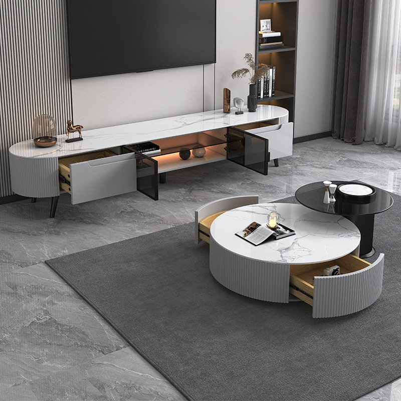 简约家具 轻奢岩板茶几电视柜组合 简约家具 轻奢岩板茶几电视柜组合