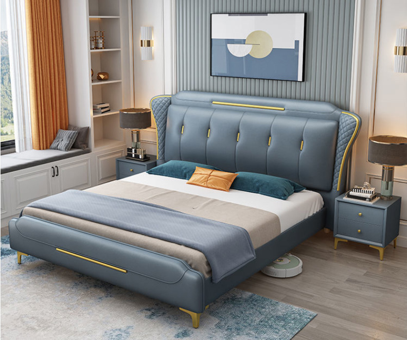 简约家居 意式科技布艺床 现代简约红双人床 简约家居 意式科技布艺床 现代简约红双人床