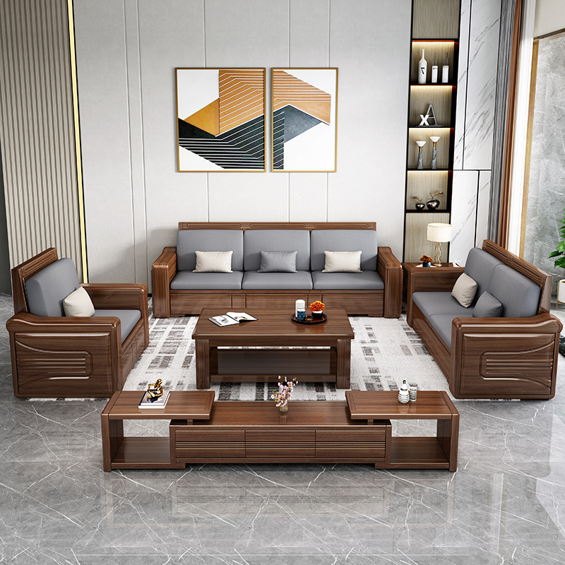 Chinese furniture walnut solid wood sofa simple corner Concubine solid wood sofa