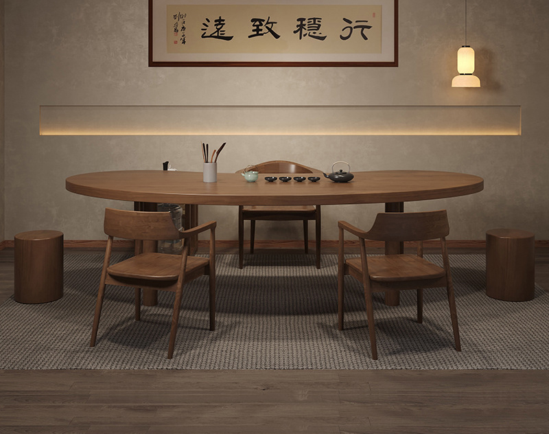 Tea table tea table New Chinese solid wood tea table and chair office meeting log tea table Tea table tea table New Chinese solid wood tea table and chair office meeting log tea table