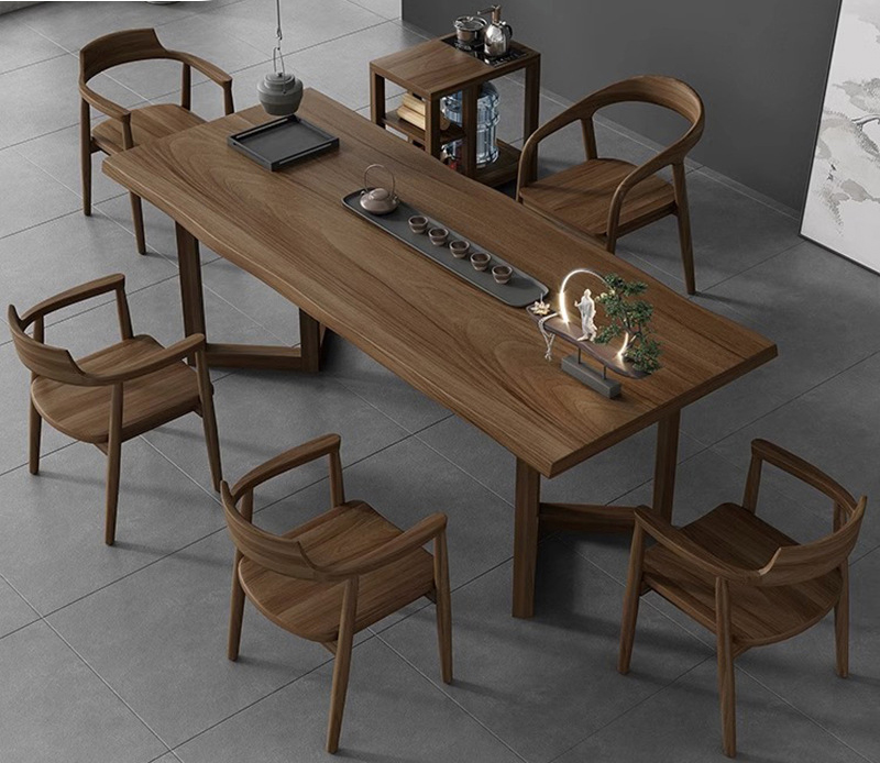 Tea table tea table New Chinese style pure solid wood tea table and chair office Zen tea table Tea table tea table New Chinese style pure solid wood tea table and chair office Zen tea table