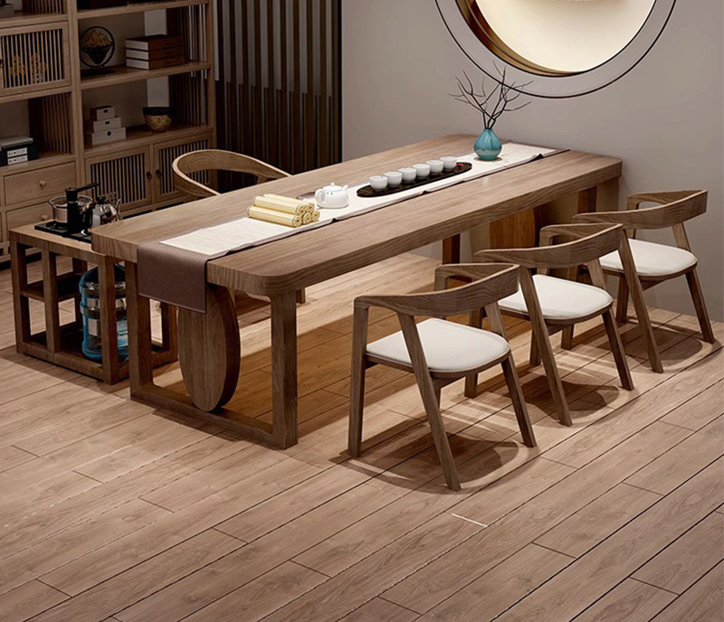 Tea table tea chair Large board solid wood tea table modern simple office reception tea table