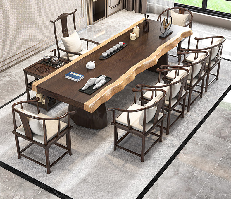 Tea table tea table new Chinese solid wood tea table office meeting large board tea table