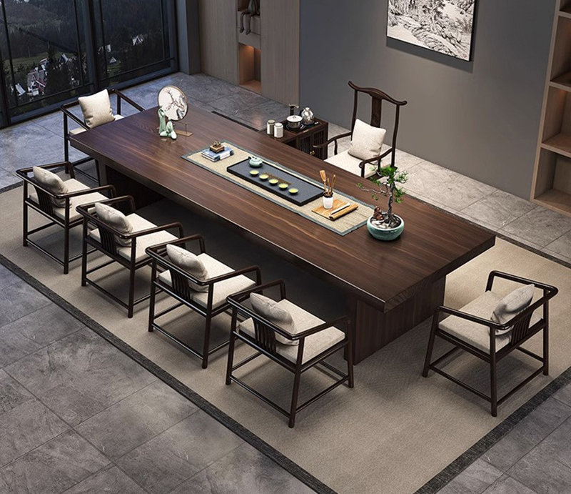 Tea table tea chair Solid wood tea table chair new Chinese office tea room Zen tea table