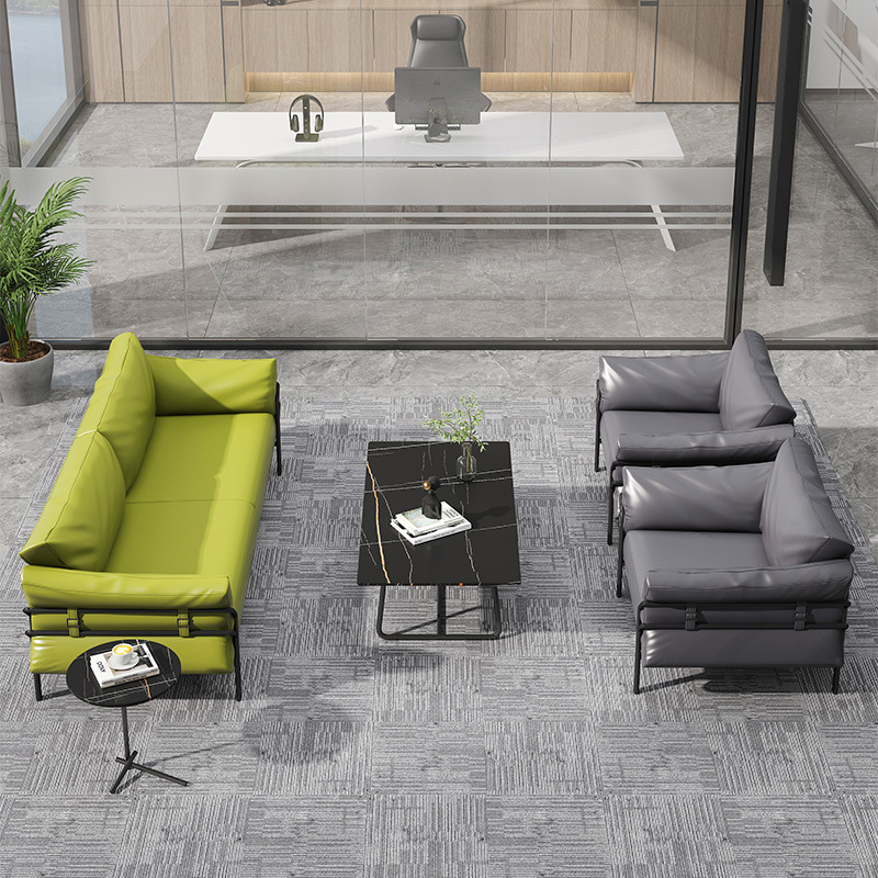 办公家具 北欧极简皮艺沙发 办公室会客洽谈沙发