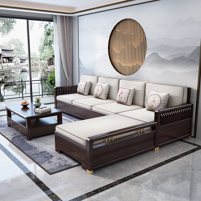 New Chinese furniture all solid wood sofa modern winter and summer dual purpose storage wooden sofa New Chinese furniture all solid wood sofa modern winter and summer dual purpose storage wooden sofa