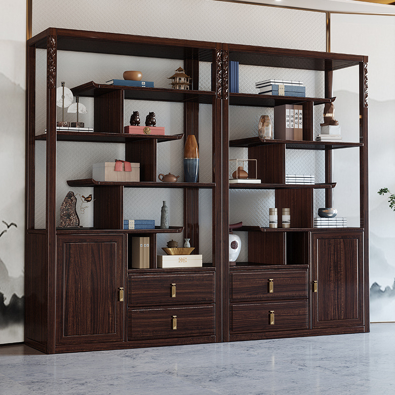 New Chinese furniture Ujin wood antique frame study all solid wood shelves New Chinese furniture Ujin wood antique frame study all solid wood shelves