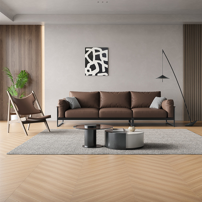 Embrace comfort, simple life - Italian minimalist leather sofa