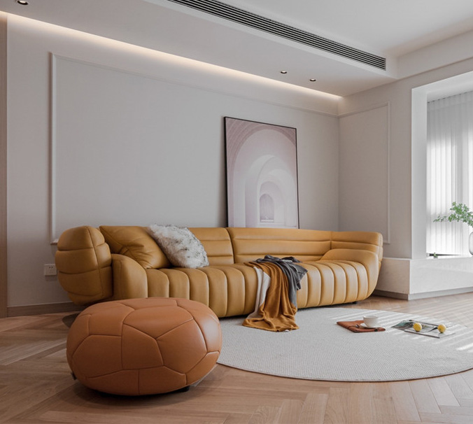 Italian light luxury sofa banana sofa frosted velvet fabric creative fabric sofa