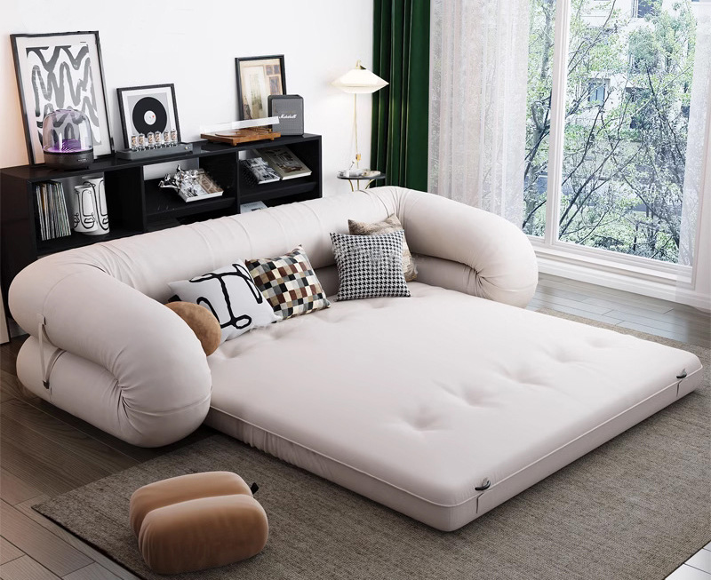 Simple furniture multi-functional folding double triple sofa bed Lamb wool tatami sofa