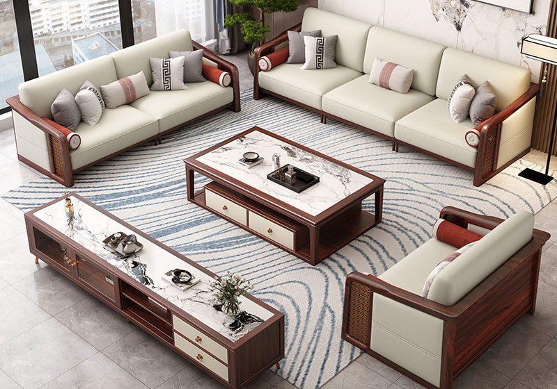 New Chinese Ujinwood solid wood sofa modern light luxury country tide style wooden furniture New Chinese Ujinwood solid wood sofa modern light luxury country tide style wooden furniture