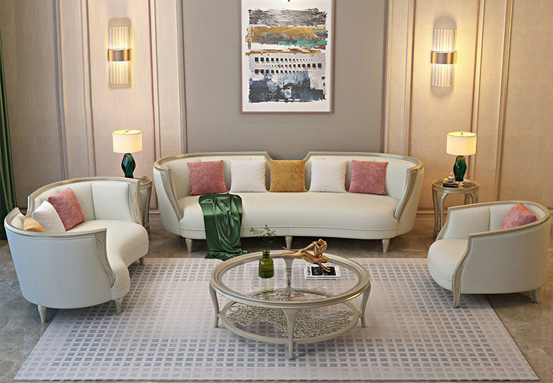 American light luxury solid wood leather sofa modern simple size unit 123 combination leather sofa