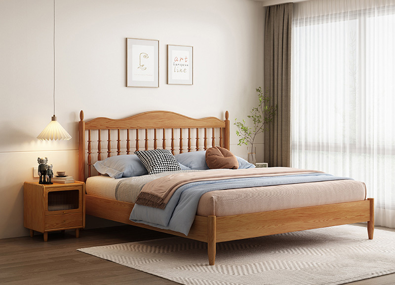 Nordic furniture Vintage log style solid wood bed Simple Windsor bed single bed Nordic furniture Vintage log style solid wood bed Simple Windsor bed single bed